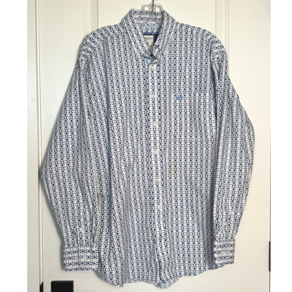 Panhandle Rough Stock Mens Geometric Print Button‎ Down Shirt Long Sleeve Size M